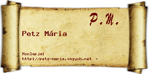 Petz Mária névjegykártya